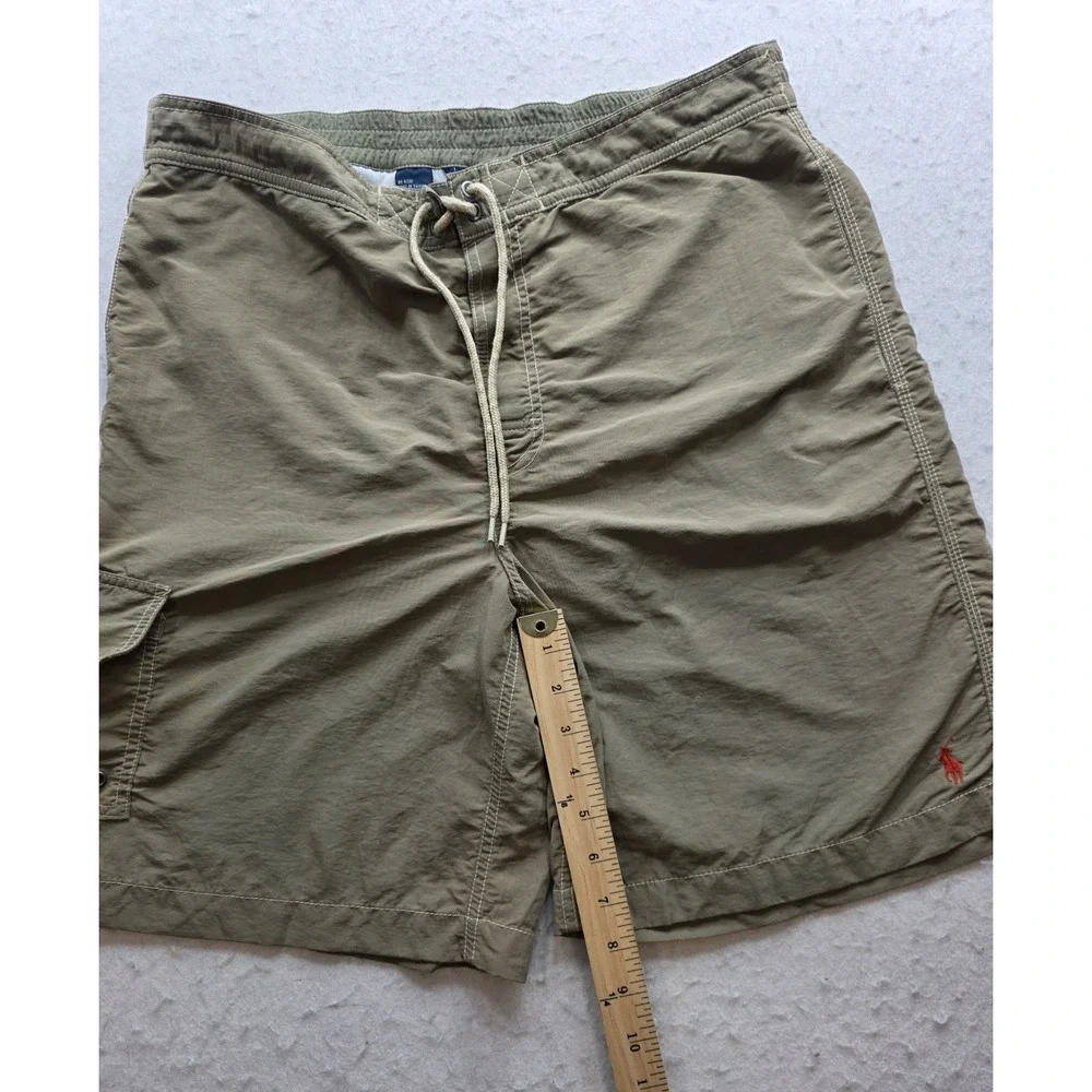 Polo Ralph Lauren Vintage Men's Brown w Red Pony Lined Swim Shorts. Size M